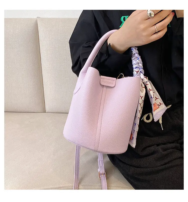 Pink Litchi Pattern Shoulder Bag with Crossbody Strap — feature 21