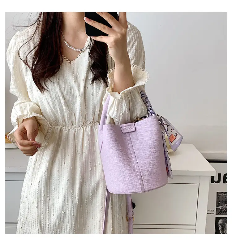 Pink Litchi Pattern Shoulder Bag with Crossbody Strap — feature 22