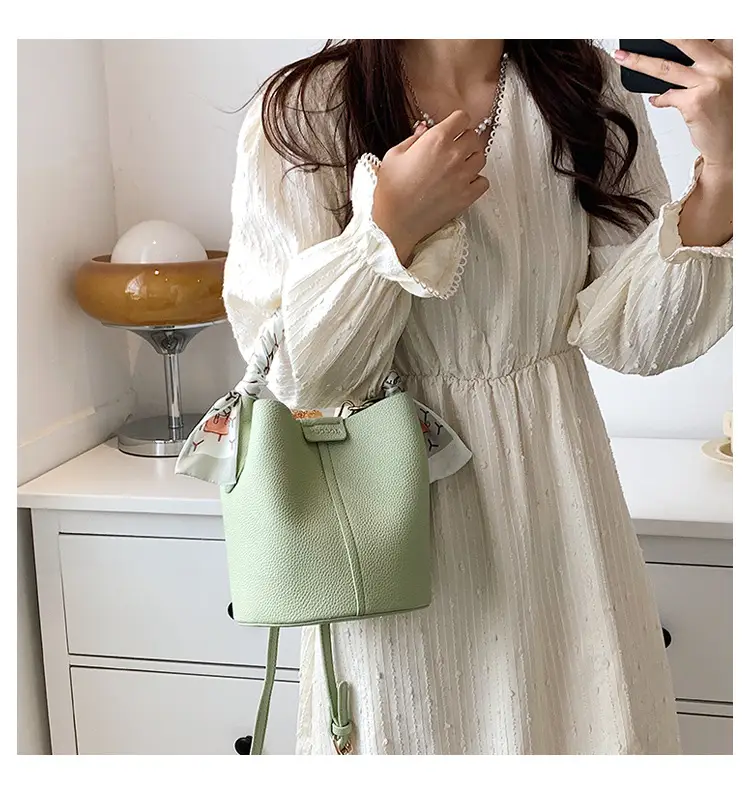 Pink Litchi Pattern Shoulder Bag with Crossbody Strap — feature 24