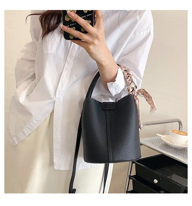 Pink Litchi Pattern Shoulder Bag with Crossbody Strap — feature 31