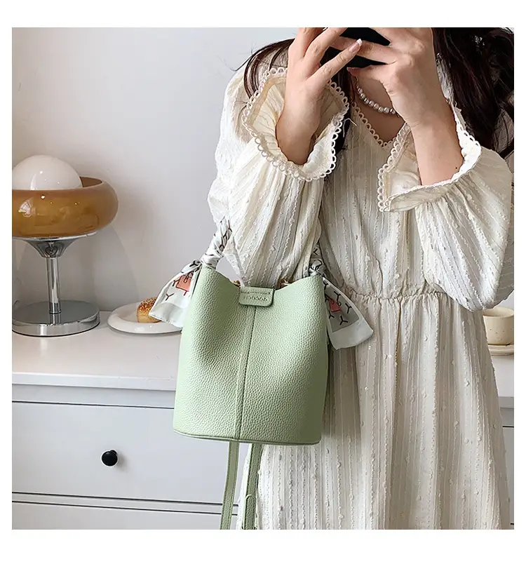 Pink Litchi Pattern Shoulder Bag with Crossbody Strap — feature 32