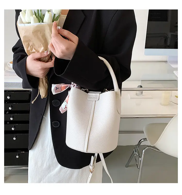 Pink Litchi Pattern Shoulder Bag with Crossbody Strap — feature 35