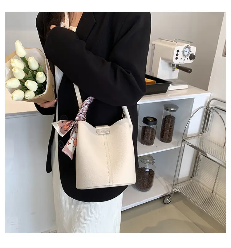 Pink Litchi Pattern Shoulder Bag with Crossbody Strap — feature 36