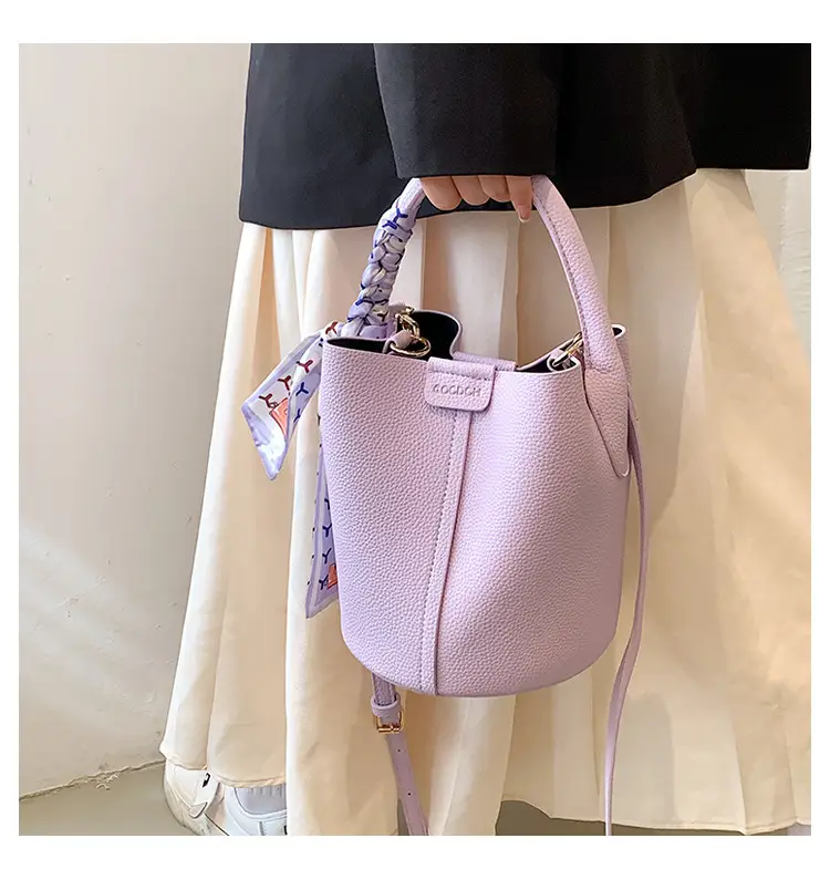 Pink Litchi Pattern Shoulder Bag with Crossbody Strap — feature 37