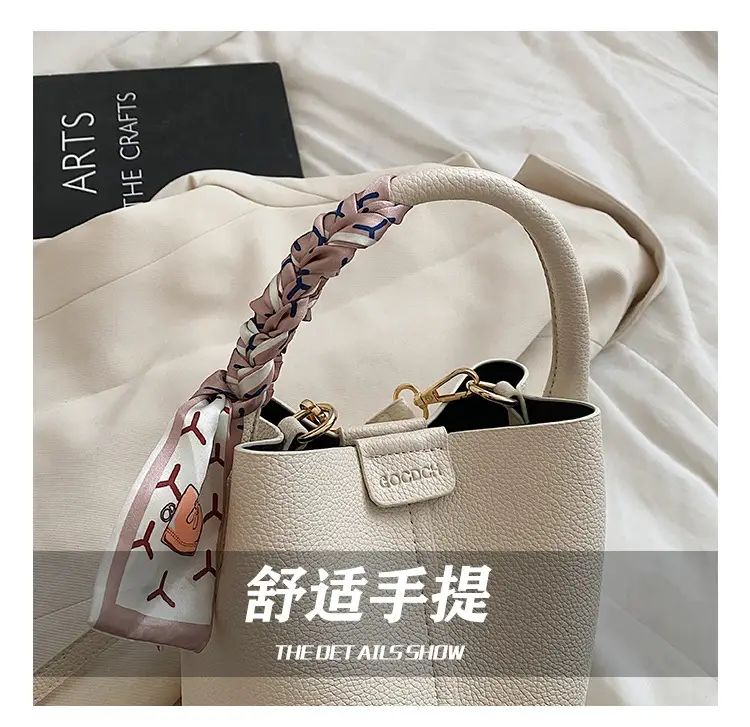 Pink Litchi Pattern Shoulder Bag with Crossbody Strap — feature 9