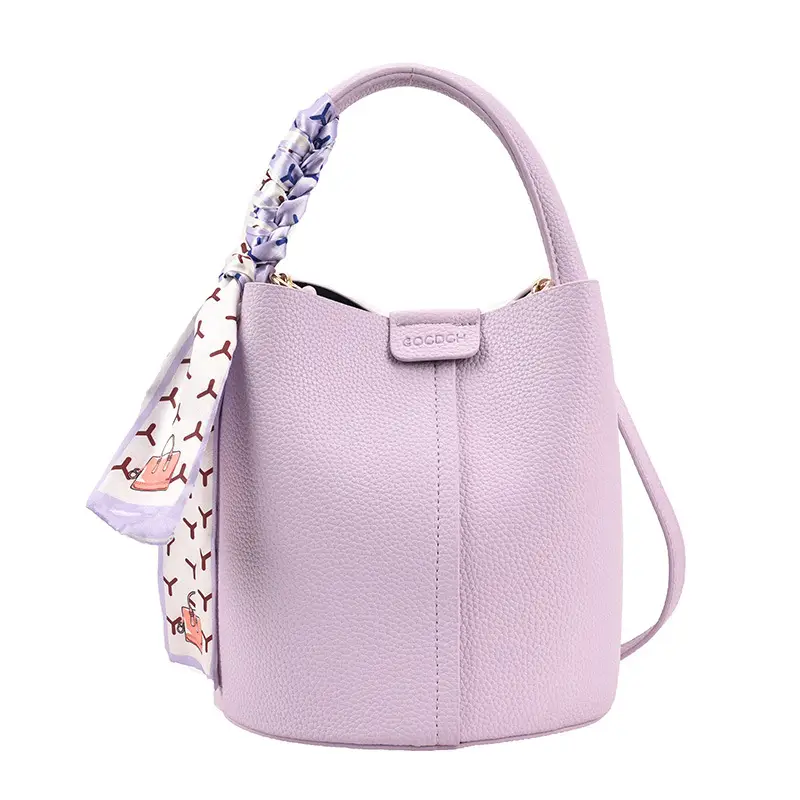 Pink Litchi Pattern Shoulder Bag with Crossbody Strap - Image 2