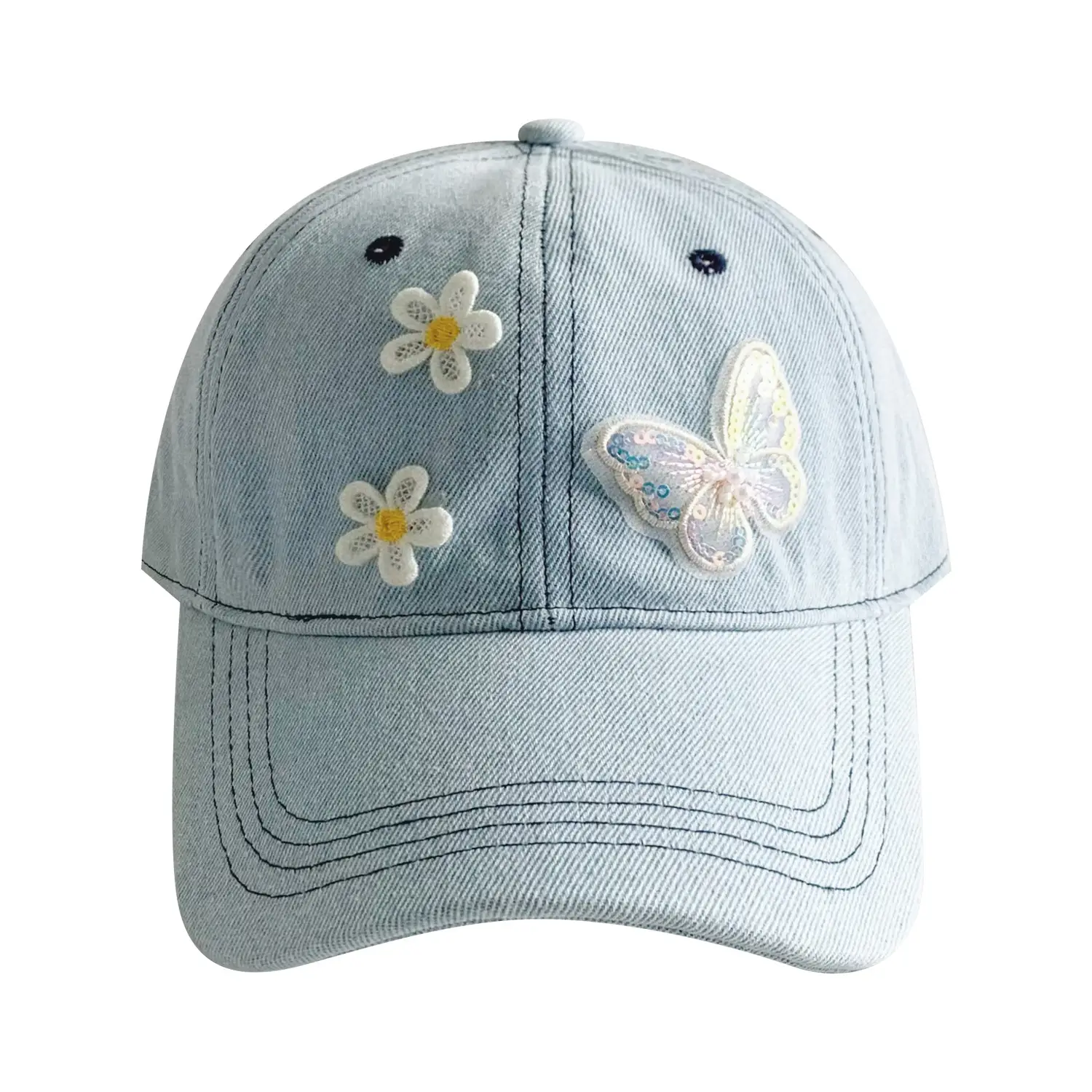 Lace Small Flower Butterfly Denim Cap Women South Korea - Image 10