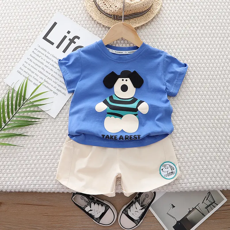 Boys Blue T-Shirt Shorts Set Summer 2024 - Image 2
