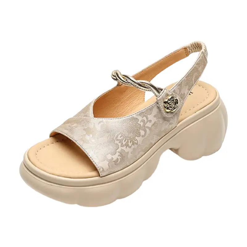 Guofeng Open Toe Platform Sandals Women's Soft Leather Outer Wear Flat Buckle Roman Shoes Summer New All-match Sandals - Image 7