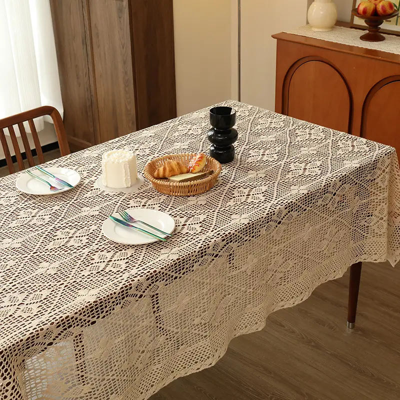American-Style Retro Crochet Tablecloth, Non-Slip Cover Cloth, Woven Hollow-Out Tablecloth, Beige Cotton Placemat, Cross-Border Dropshipping — feature 11
