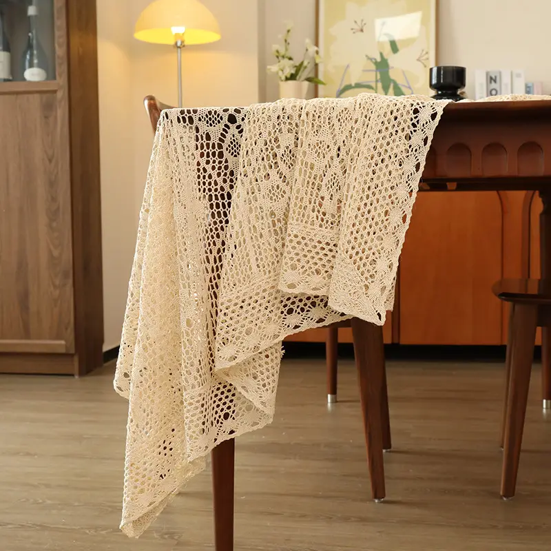American-Style Retro Crochet Tablecloth, Non-Slip Cover Cloth, Woven Hollow-Out Tablecloth, Beige Cotton Placemat, Cross-Border Dropshipping — feature 13