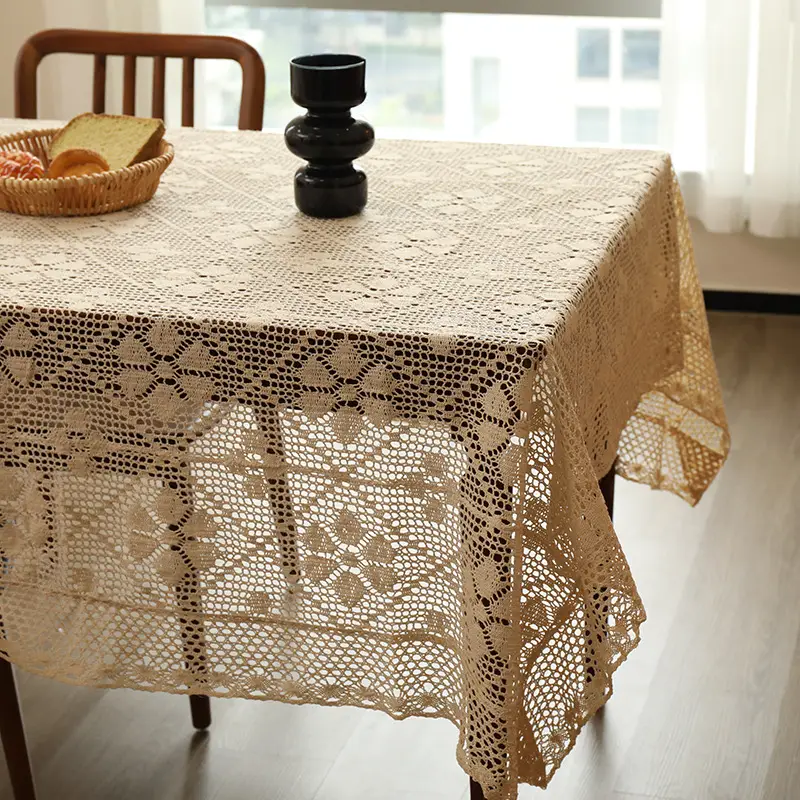 American-Style Retro Crochet Tablecloth, Non-Slip Cover Cloth, Woven Hollow-Out Tablecloth, Beige Cotton Placemat, Cross-Border Dropshipping — feature 20
