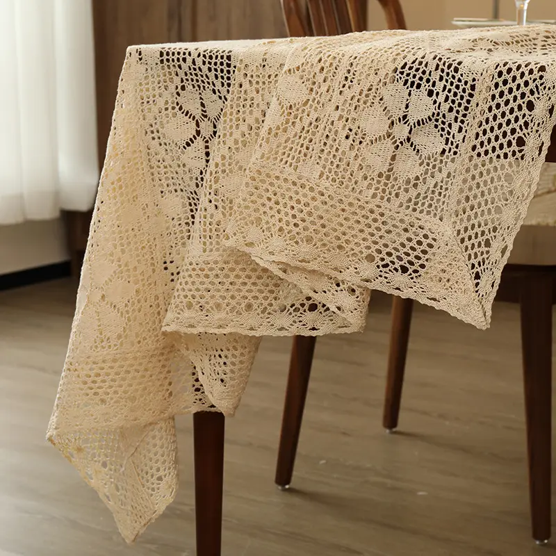 American-Style Retro Crochet Tablecloth, Non-Slip Cover Cloth, Woven Hollow-Out Tablecloth, Beige Cotton Placemat, Cross-Border Dropshipping — feature 21