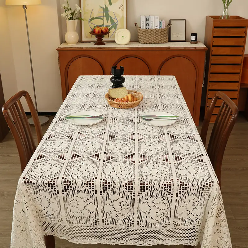 American-Style Retro Crochet Tablecloth, Non-Slip Cover Cloth, Woven Hollow-Out Tablecloth, Beige Cotton Placemat, Cross-Border Dropshipping — feature 22