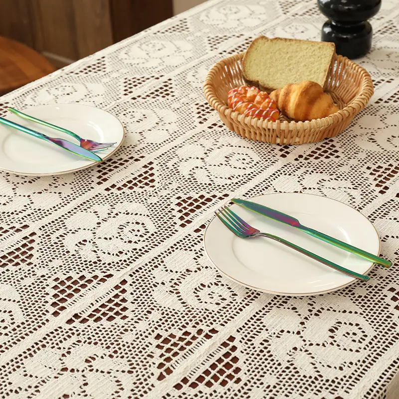 American-Style Retro Crochet Tablecloth, Non-Slip Cover Cloth, Woven Hollow-Out Tablecloth, Beige Cotton Placemat, Cross-Border Dropshipping — feature 24