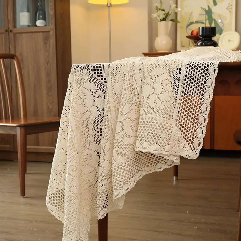 American-Style Retro Crochet Tablecloth, Non-Slip Cover Cloth, Woven Hollow-Out Tablecloth, Beige Cotton Placemat, Cross-Border Dropshipping — feature 25