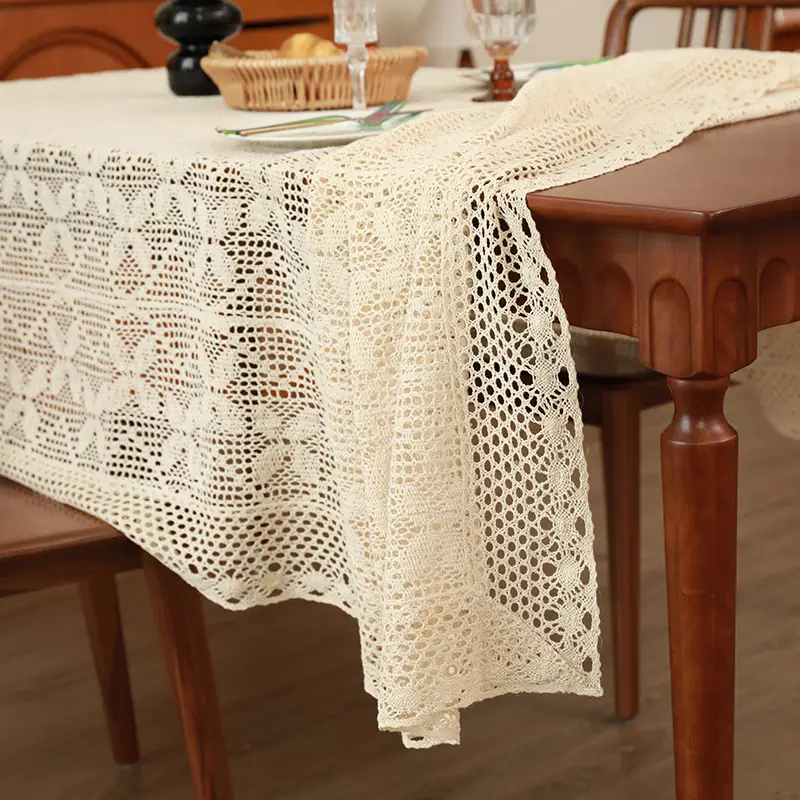 American-Style Retro Crochet Tablecloth, Non-Slip Cover Cloth, Woven Hollow-Out Tablecloth, Beige Cotton Placemat, Cross-Border Dropshipping — feature 5