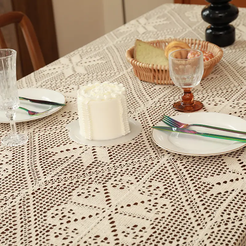 American-Style Retro Crochet Tablecloth, Non-Slip Cover Cloth, Woven Hollow-Out Tablecloth, Beige Cotton Placemat, Cross-Border Dropshipping — feature 8