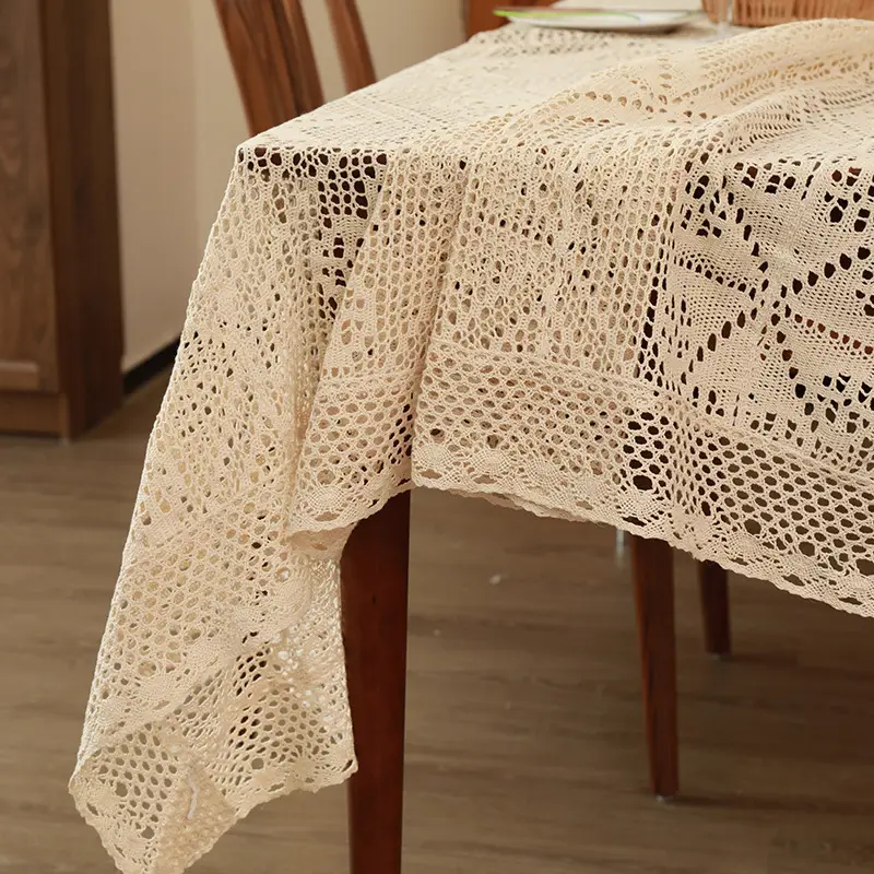 American-Style Retro Crochet Tablecloth, Non-Slip Cover Cloth, Woven Hollow-Out Tablecloth, Beige Cotton Placemat, Cross-Border Dropshipping — feature 9