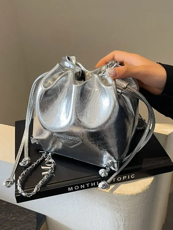 Silver Chain Bucket Bag for Women 2024 - Image 5