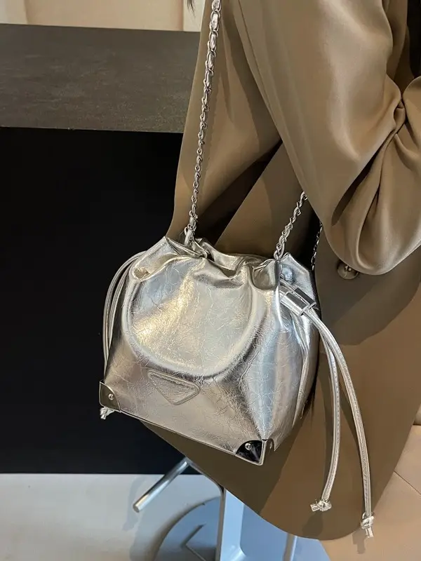 Silver Chain Bucket Bag for Women 2024 - Image 6