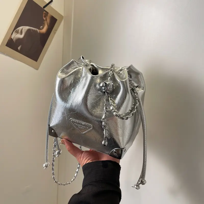 Silver Chain Bucket Bag for Women 2024 - Image 3