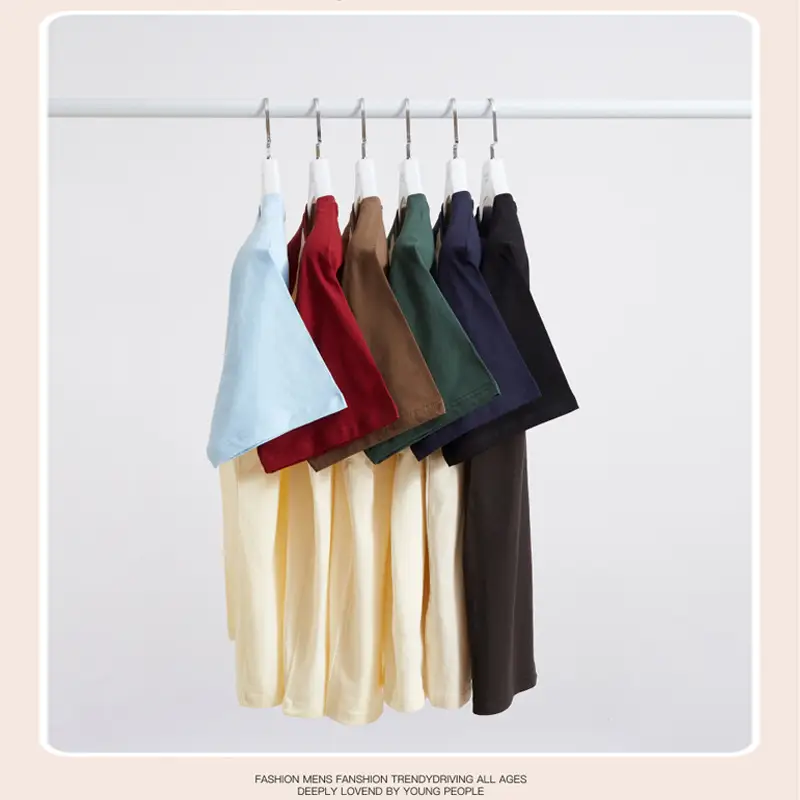 New Men Cotton Rag Shoulder T-Shirt White Pink - Image 9