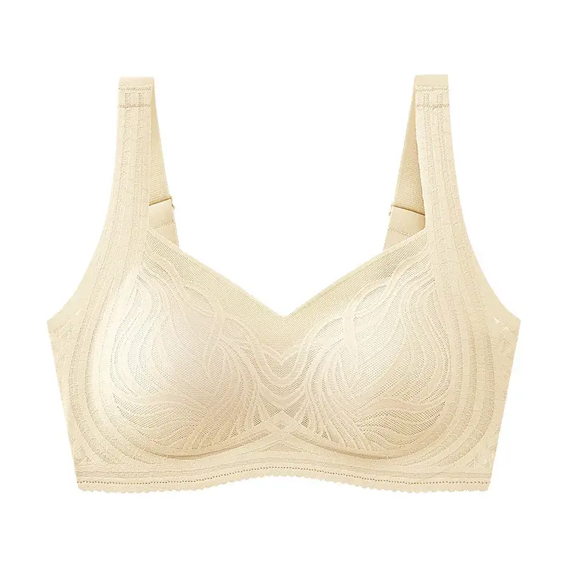 Lace Traceless Bra Women Brown Small Chest Large - Image 2