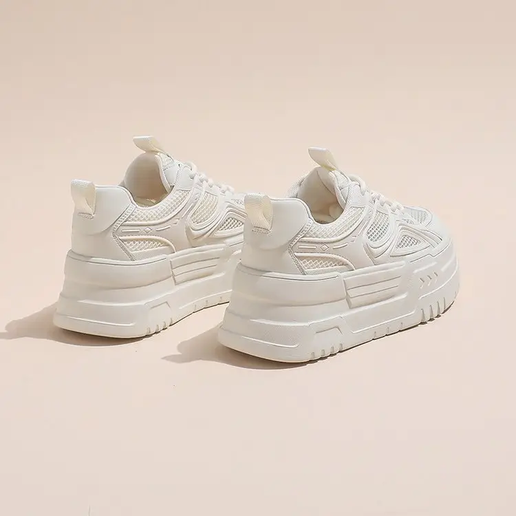 Women White Mesh Chunky Sneakers Small 2024 - Image 4