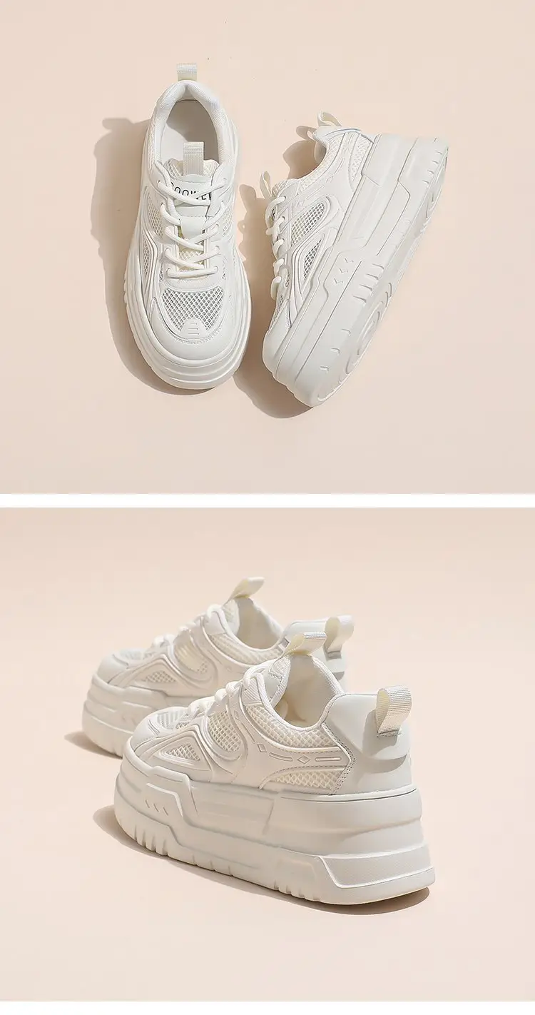 Women White Mesh Chunky Sneakers Small 2024 — feature 3