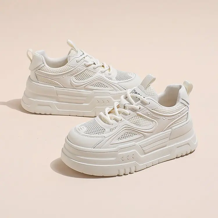 Women White Mesh Chunky Sneakers Small 2024 — feature 5