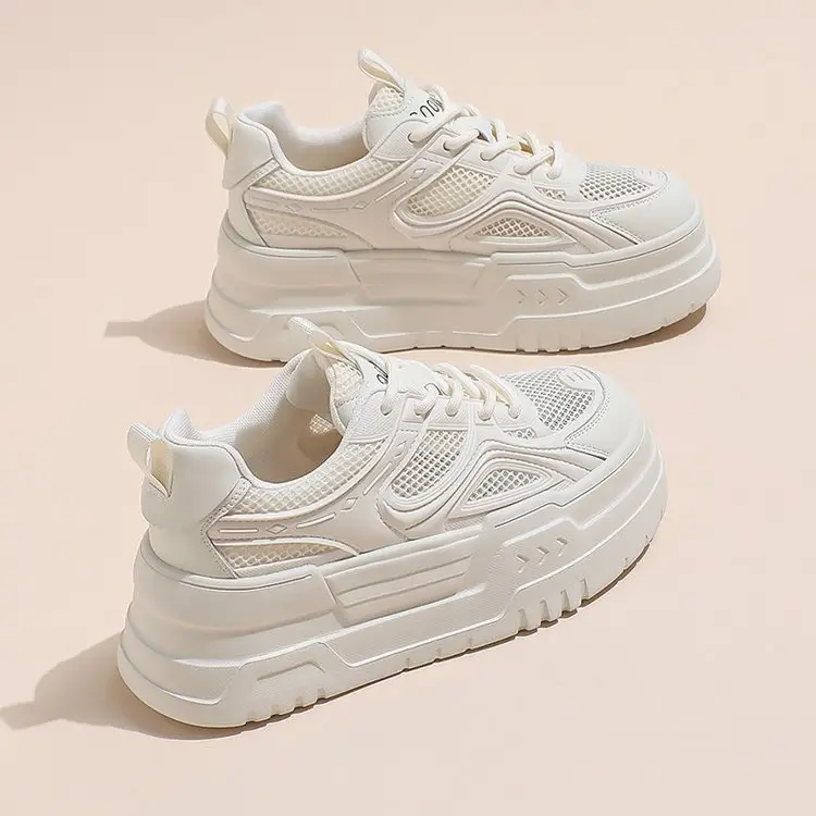 Women White Mesh Chunky Sneakers Small 2024 — feature 6