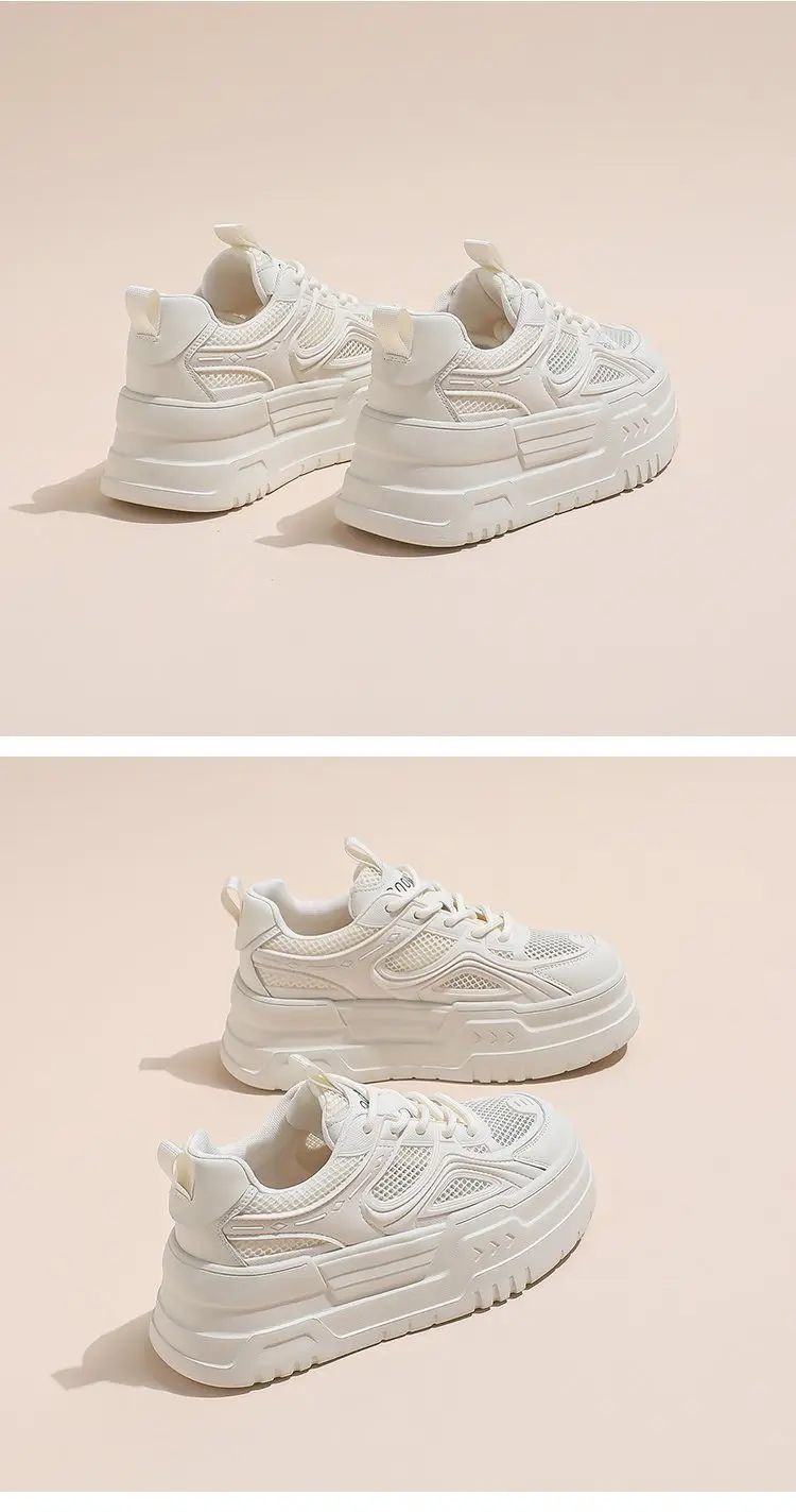 Women White Mesh Chunky Sneakers Small 2024 — feature 8