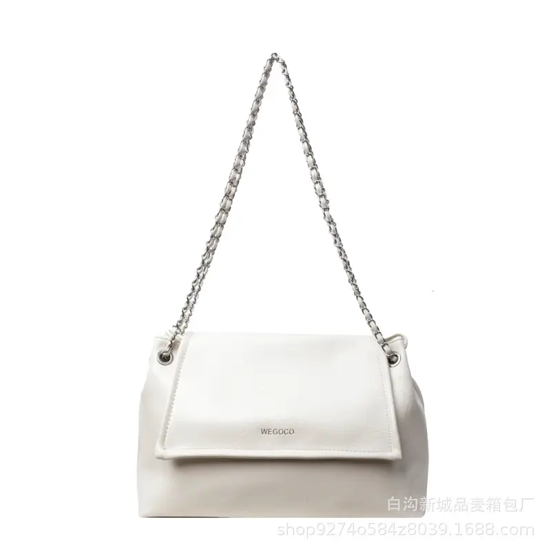 Women Chain Crossbody Bag Large Capacity Cream - Image 8