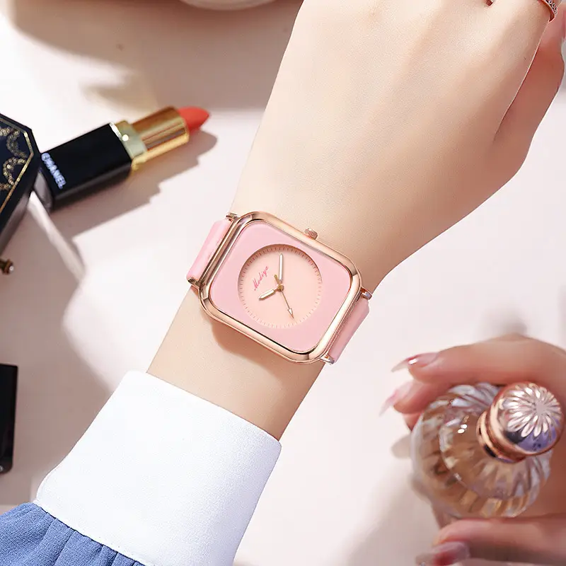 Women's Square Quartz Watches with Black Silicone Band - Image 4