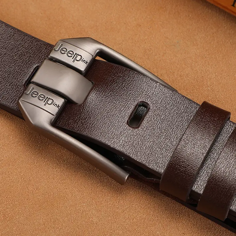 Men's Vintage Brown Leather Belt with Silver Buckle - Image 4