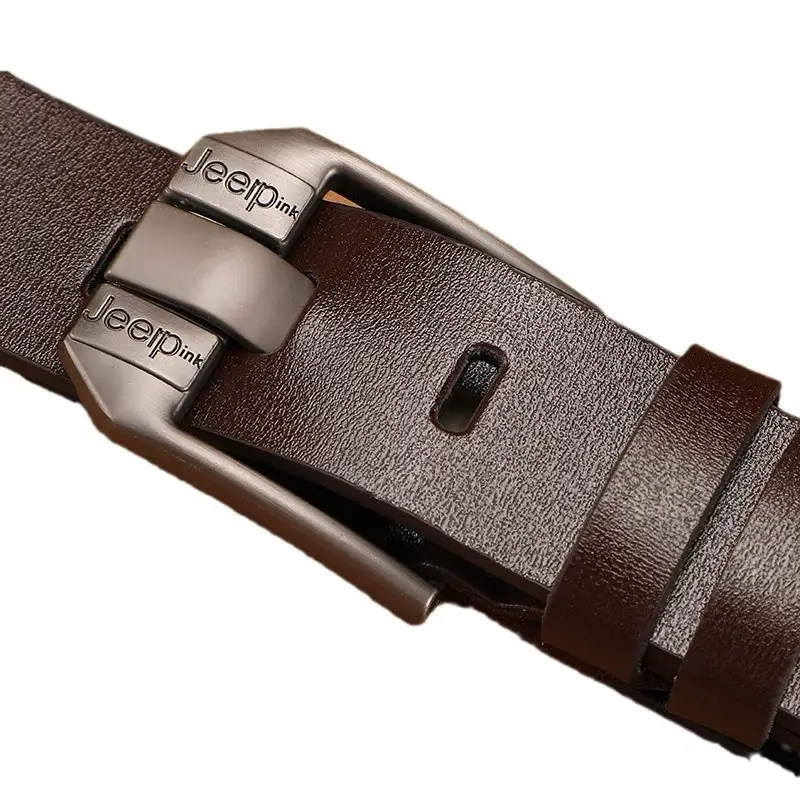 Men's Vintage Brown Leather Belt with Silver Buckle - Image 7