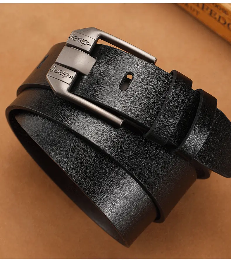 Men's Vintage Brown Leather Belt with Silver Buckle — feature 10