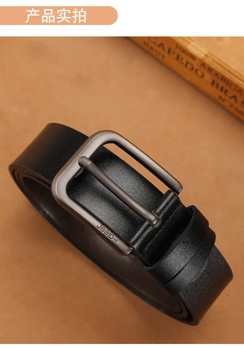 Men's Vintage Brown Leather Belt with Silver Buckle — feature 5