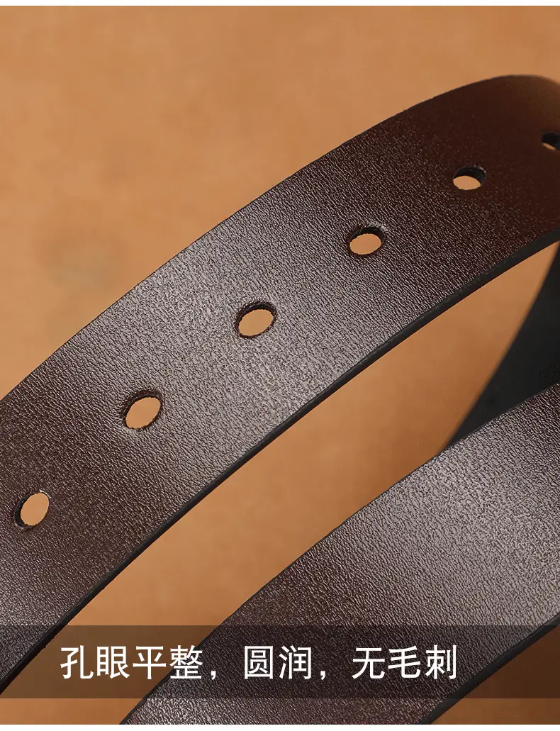 Men's Vintage Brown Leather Belt with Silver Buckle — feature 8