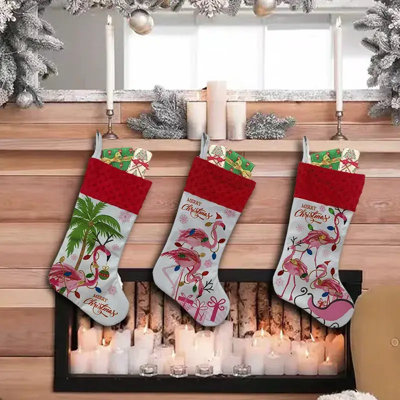 Christmas Stockings Set with Palm & Flower Design - Image 6