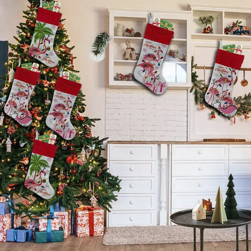 Christmas Stockings Set with Palm & Flower Design - Image 7