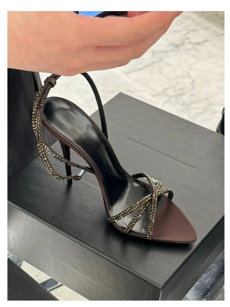 New Rhinestone High Heel Sandals for Women Brown — feature 3