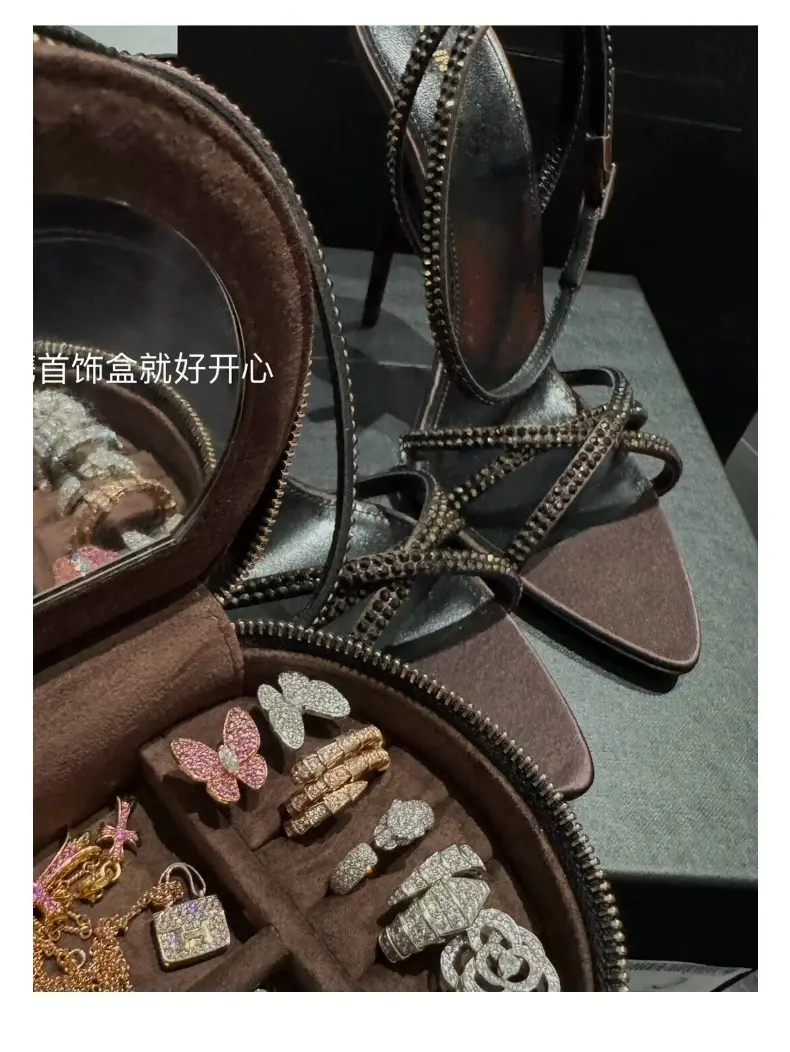 New Rhinestone High Heel Sandals for Women Brown — feature 6
