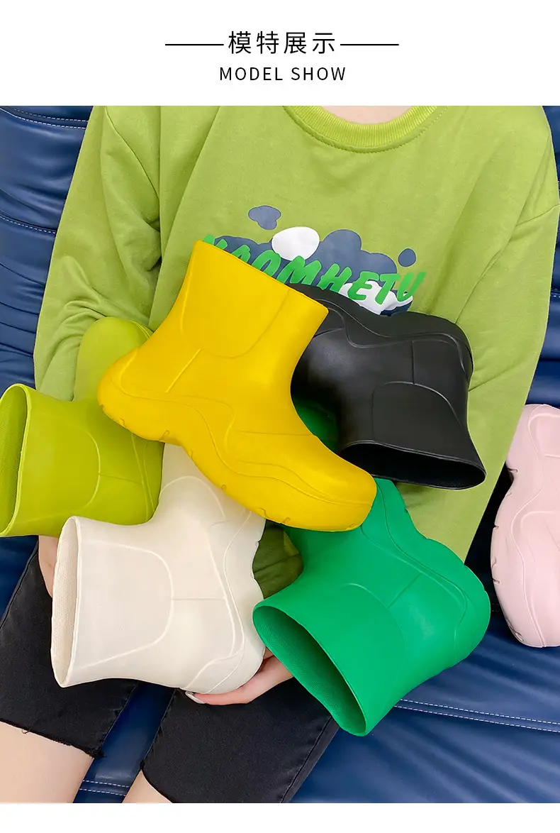 Internet Celebrity's Same Style Rain Boots, New Short Boots, Lightweight Thick-Soled Rubber Shoes for Students in Rainy Days, Waterproof, Non-Slip, Wear-Resistant Outdoor Water Shoes — feature 16