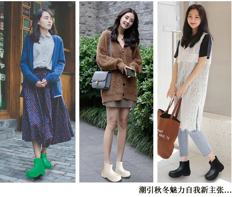 Internet Celebrity's Same Style Rain Boots, New Short Boots, Lightweight Thick-Soled Rubber Shoes for Students in Rainy Days, Waterproof, Non-Slip, Wear-Resistant Outdoor Water Shoes — feature 2