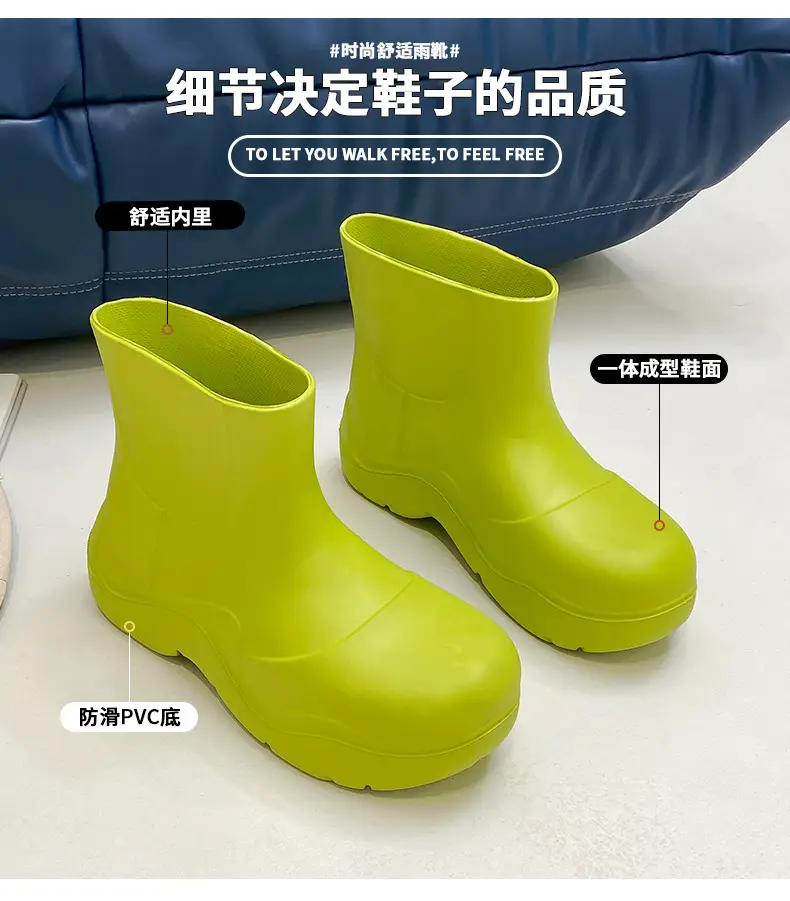 Internet Celebrity's Same Style Rain Boots, New Short Boots, Lightweight Thick-Soled Rubber Shoes for Students in Rainy Days, Waterproof, Non-Slip, Wear-Resistant Outdoor Water Shoes — feature 5