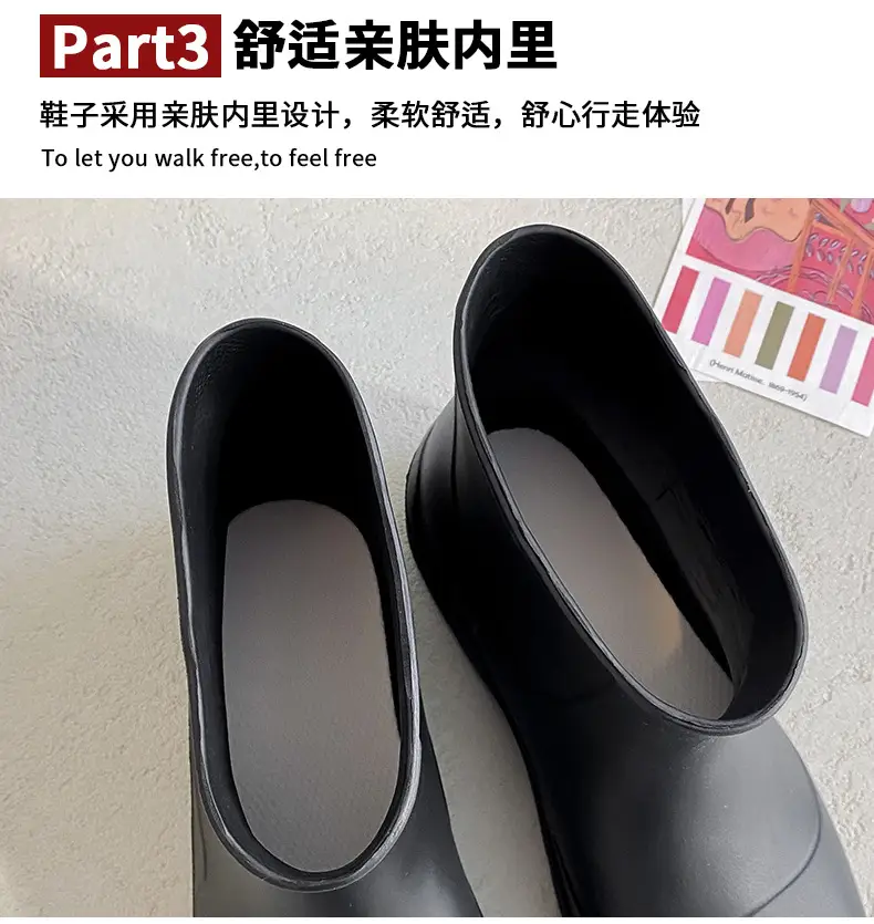 Internet Celebrity's Same Style Rain Boots, New Short Boots, Lightweight Thick-Soled Rubber Shoes for Students in Rainy Days, Waterproof, Non-Slip, Wear-Resistant Outdoor Water Shoes — feature 8