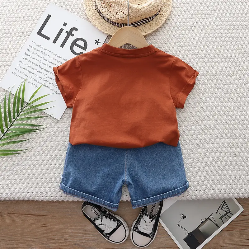 Children Cotton T-Shirt Shorts Set 2024 Summer Boys - Image 5