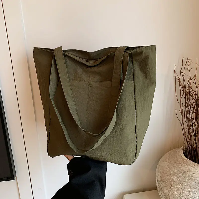 Large Capacity Beige Fabric Tote Bag for Women
